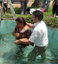 A baptism photographed in the historical ministry collection